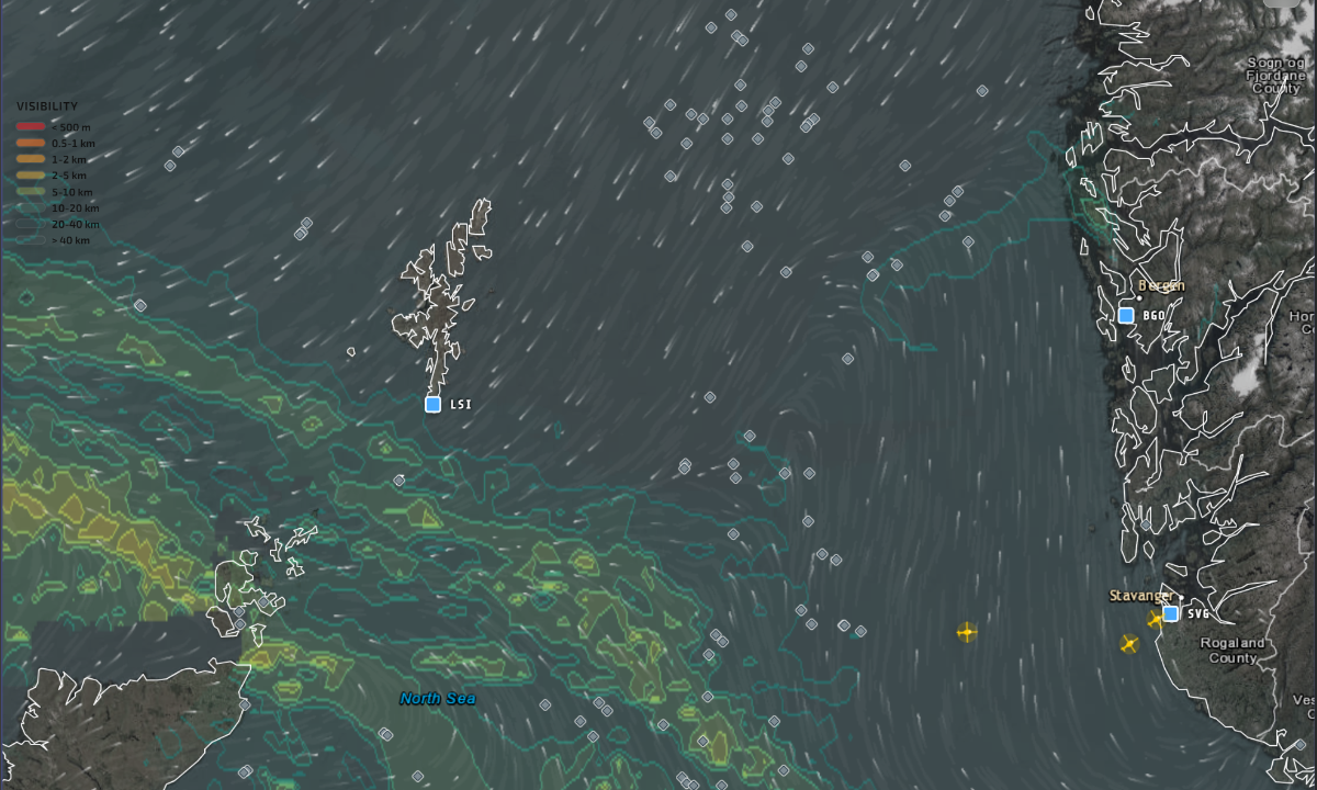 Current CHOPPERS APP Visibility field over the North Sea map